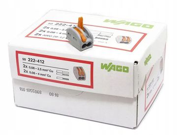 Клемма Wago с зажимами 222-412 original (в упак. 50шт.)