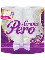 Бумага туалетная GrandPero Роскошный аметист 3сл 4рул х 12, белый цв. с прокрасом