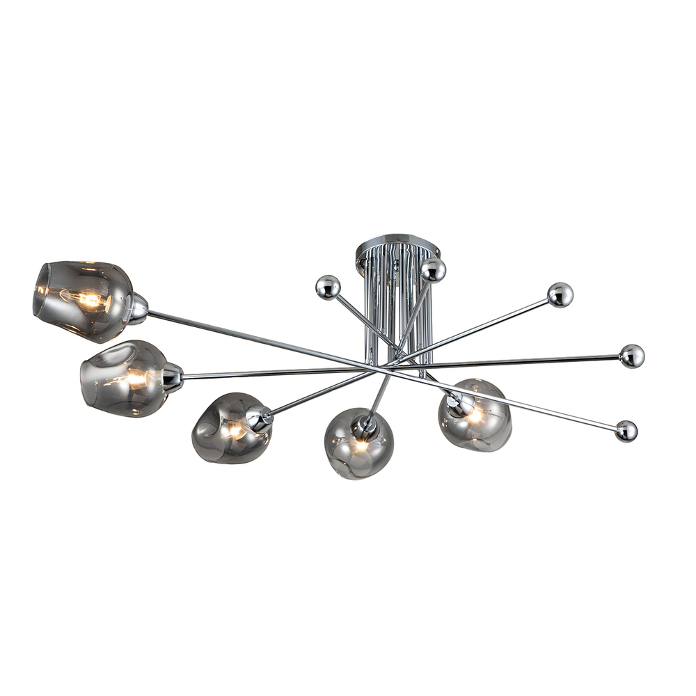 Светильник на штанге 5x40Вт E14, металл/стекло, хром