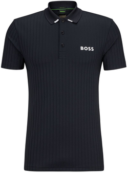 Мужское теннисное поло BOSS x Matteo Drop-needle Polo Shirt With Contrast Logos - dark blue