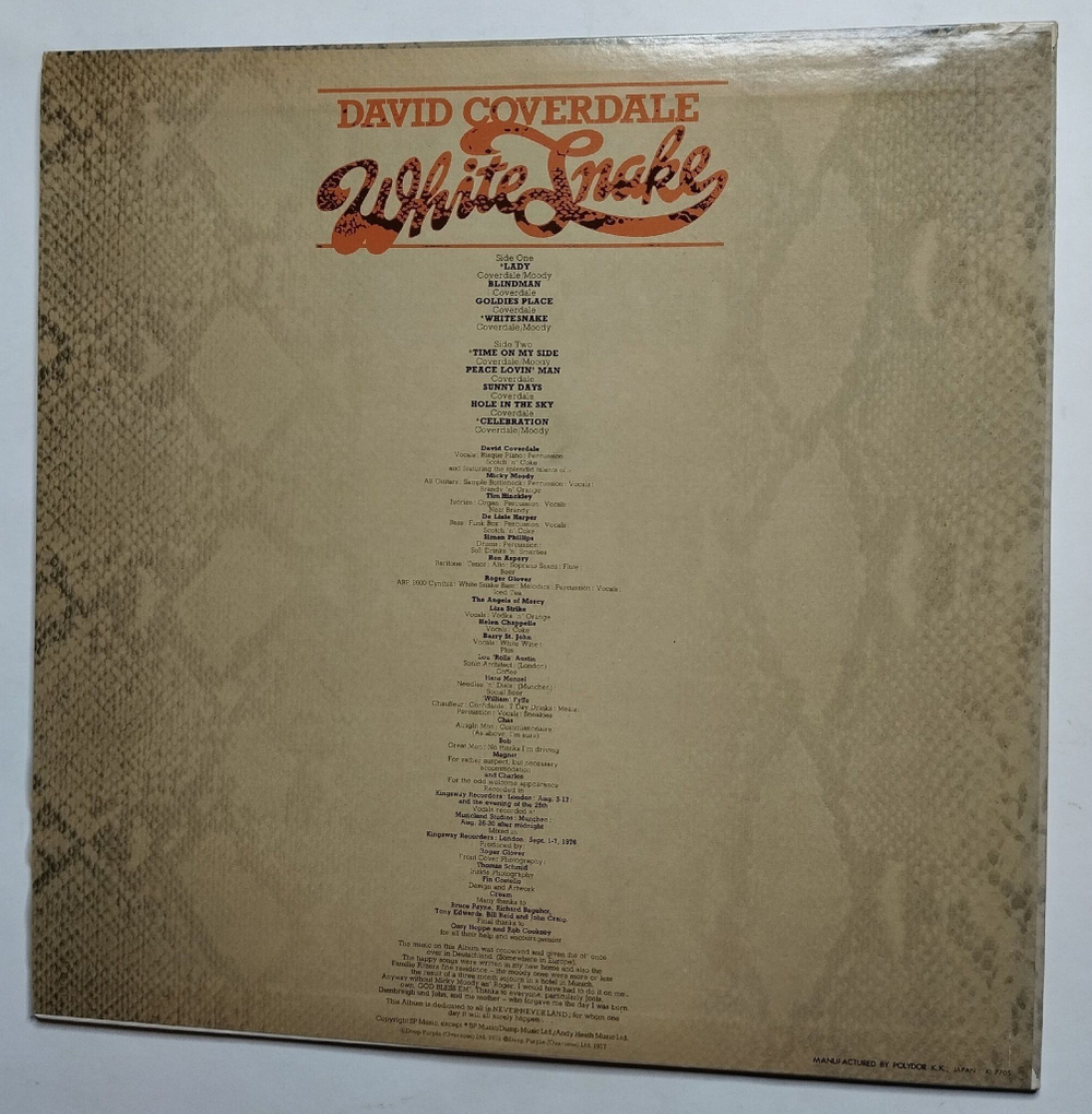 Винтажная виниловая пластинка LP David Coverdale Whitesnake (Japan 1977)