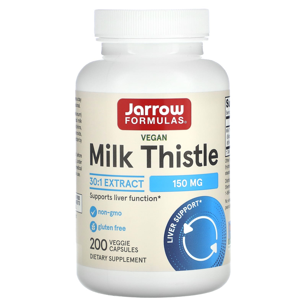 Jarrow Formulas, Стандартизированный расторопша, 150 мг, 200 вегетарианских капсул
