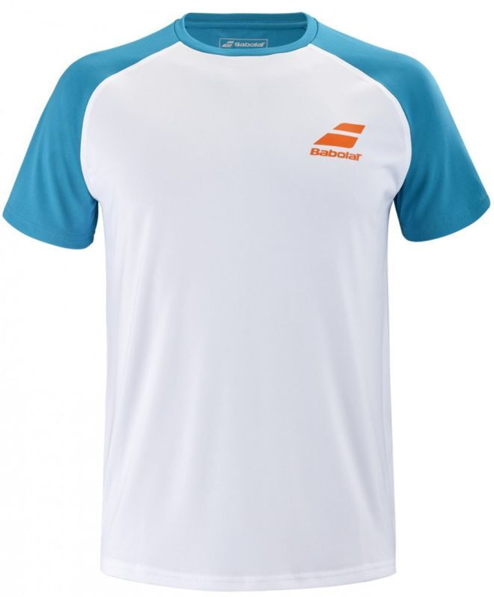 Футболка мужская теннисная Babolat Play Crew Neck Tee Men - white/caneel bay