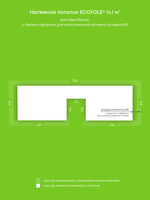 Натяжные потолки 14.1 м2, 1.4 м2