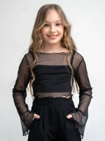 Лонгслив для девочки прозрачный укороченный и топ