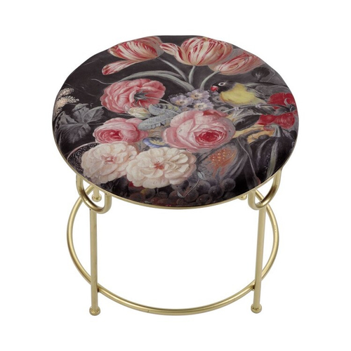 Пуф "Цветы" 46x46x42см фанера,ппэ,ткань,металл