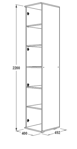 Шкаф одностворчатый левый "Ольга-14" (дуб сонома), ЛДСП/МДФ, Фант-мебель, г. Волжск