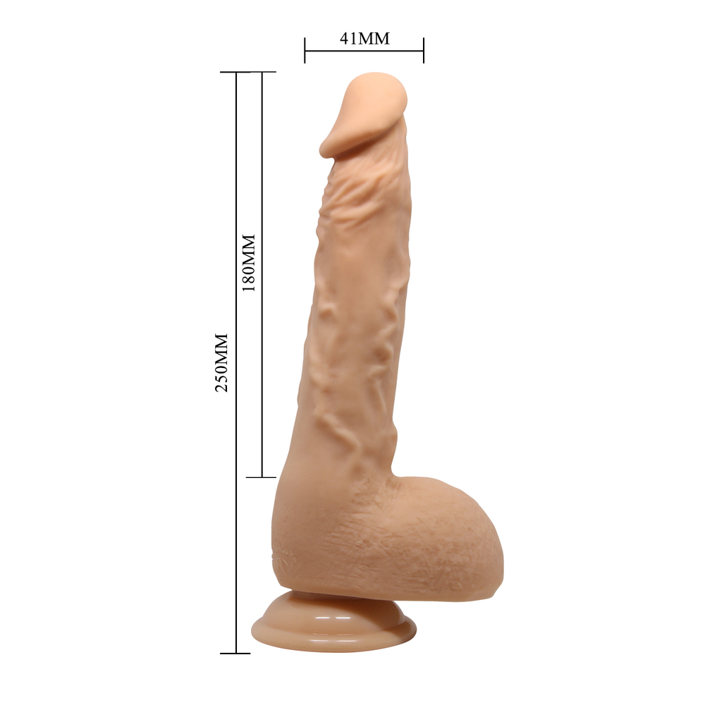 Телесный вибратор-реалистик 25см с большой мошонкой и пультом ДУ Baile Jason BW-008041ZSY