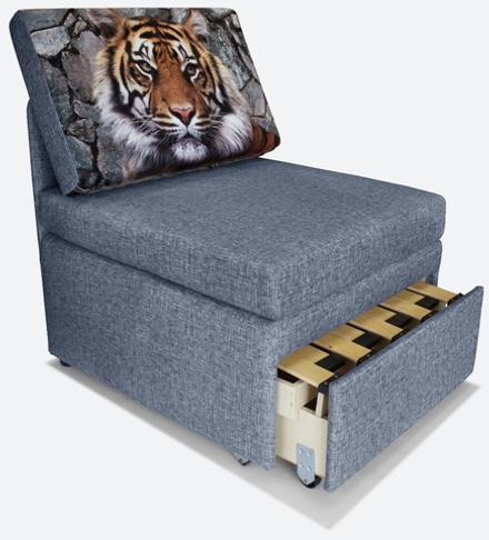 Кресло-кровать "Миник" Rich Grey (серо-синий), купон "Тигр"