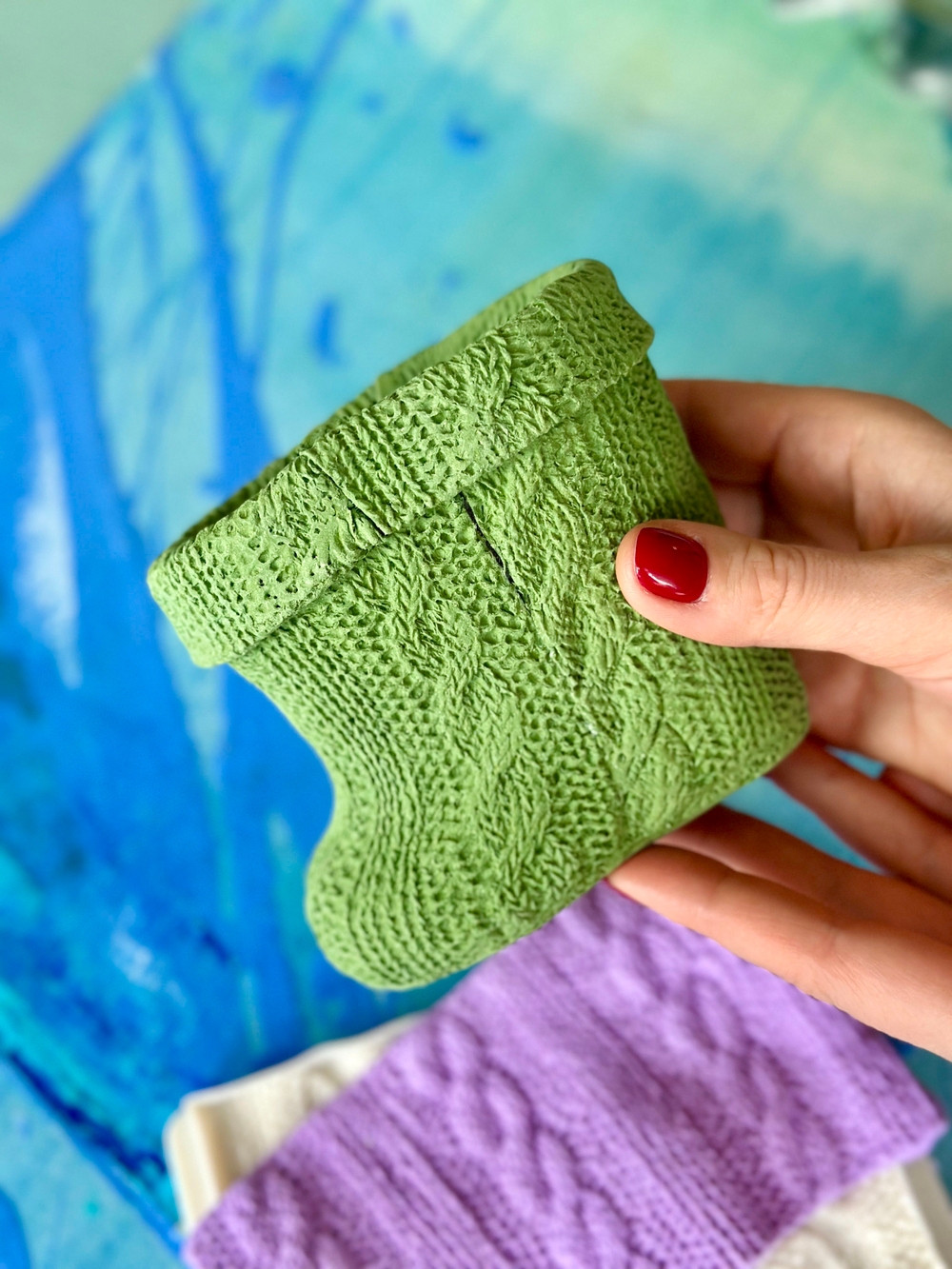 Молд силиконовый для творчества "Вязание с Косами"/ Форма для текстуры, коврик для лепки из полимерной глины, для мыла и воска