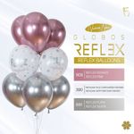 Шар (12''/30 см) Reflex, Зеркальный блеск, Розовый (909), хром, 10 шт.