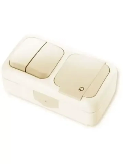 Блок комбинированный розетка + выключатель крем VIKO 5682