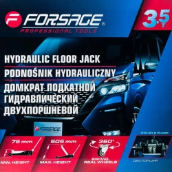 Домкрат подкатной гидравлический двухпоршневой 3.5т (h min 75мм, h max 505мм) Forsage F-T830021Q