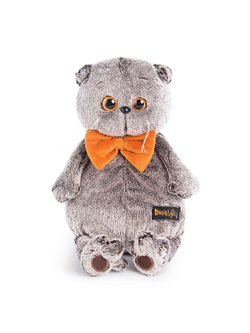 Мягкая игрушка Басик в рыжем бархатном банте 19см