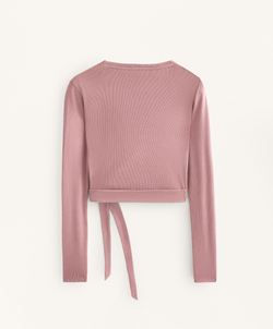 Oysho Футболка с длинными рукавами на запахе, розовый