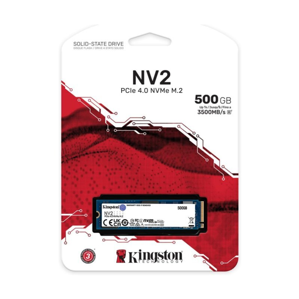 Твердотельный накопитель Kingston SSD 500GB NV2 M.2 2280 NVMe Gen4x4 R3500/W2100MB/s