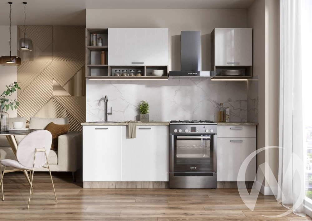 Кухня Рица ЛДСП 1.6 (дуб крафт серый/белый)