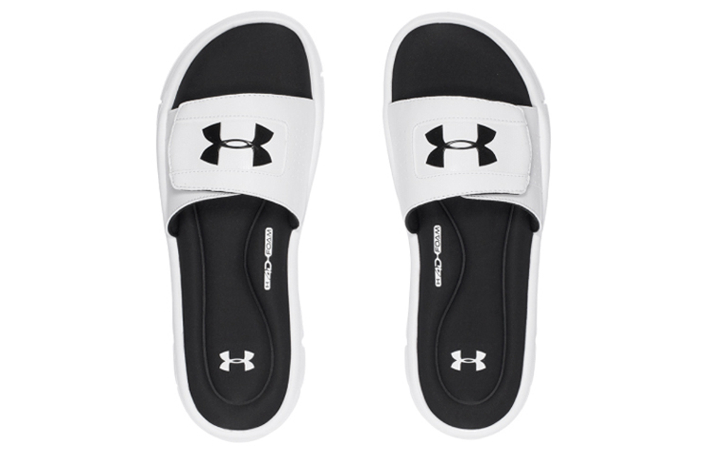 Under Armour UA Ignite V Slides durable casual EVA rubber-soled non-slip one-word slippers men's black and white