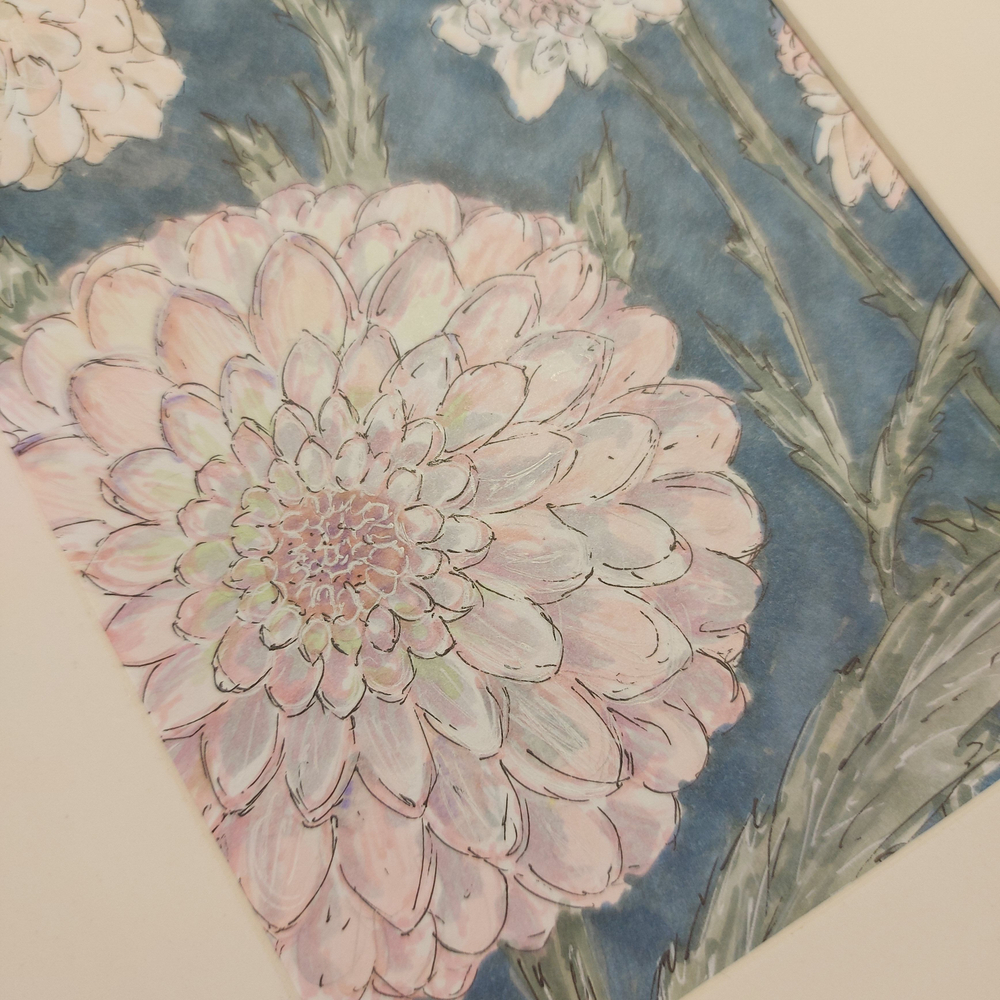 Вязаный брелок "Сердце" мини с картиной маркерами в паспарту