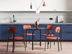 Стул Ror, Round, велюр, черный/темно-красный