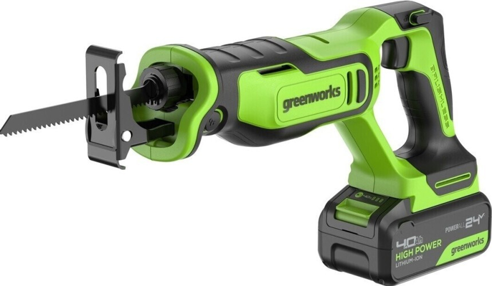 Пила сабельная аккумуляторная GREENWORKS GPT-BLRS-1 24V, АКБ 4Ач и ЗУ 1200607CUB