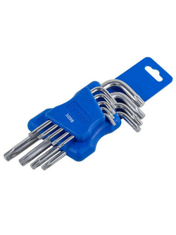 Набор ключей Г-образных TORX 9пр.(Т10, Т15, Т20, Т25, Т27, Т30, Т40, Т45, Т50)в пластиковом держателе Forsage F-5098
