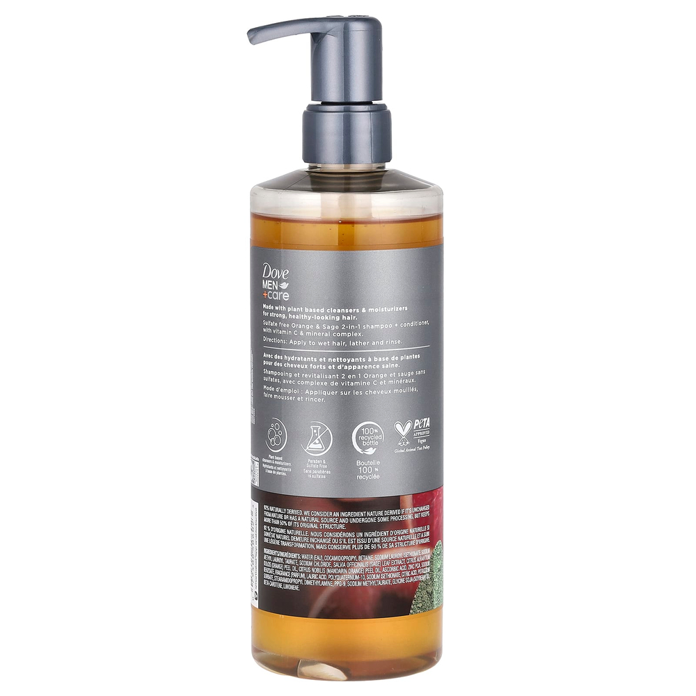 Dove, Men + Care, шампунь и кондиционер 2 в 1, апельсин и шалфей, 517 мл (17,5 жидк. унц.)