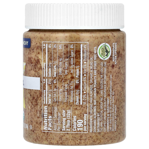 MaraNatha, Органическое необработанное миндальное масло, хрустящее, 340 г (12 унций)