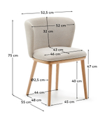 Ciselia Стул из бежевой синели и натурального массива ясеня