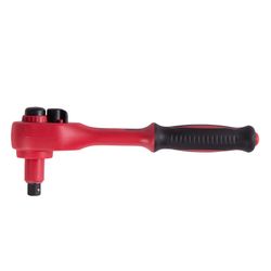 KING TONY (3771VE-08) Трещотка диэлектрическая 3/8", 200 мм, 24 зубца, флажковая с кнопкой, фиксатор