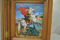 Икона Св. Георгий Победоносец (Палех) в киоте