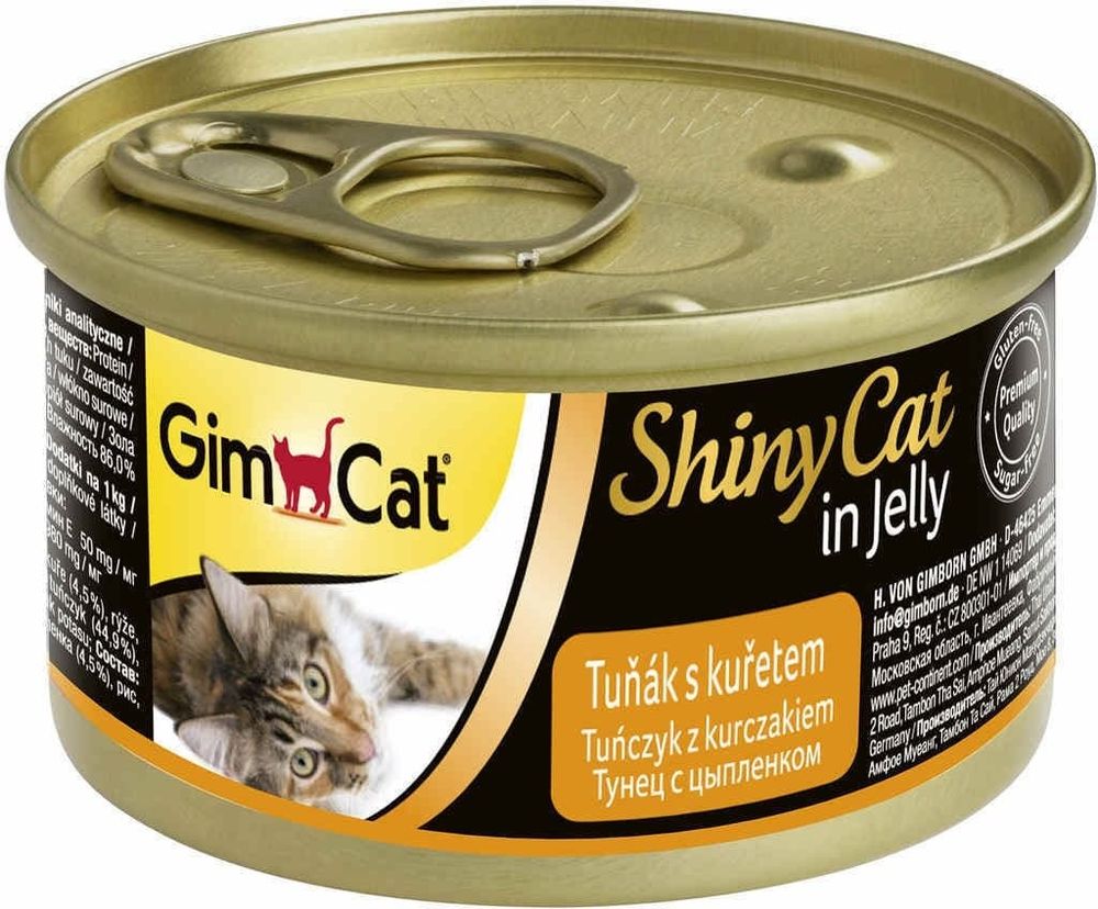 Gimpet ShinyCat 70гр тунец+цыплёнком д/кошек