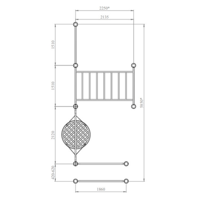 Спортивный комплекс №79, качели, брусья, рукоход, турник, 5900*2250*2700 мм., D=89 мм.