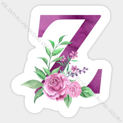 Наклейка «Z» (розовая с цветами)