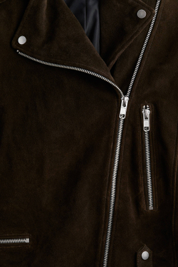 H&M Кожаная байкерская куртка, темно-коричневый