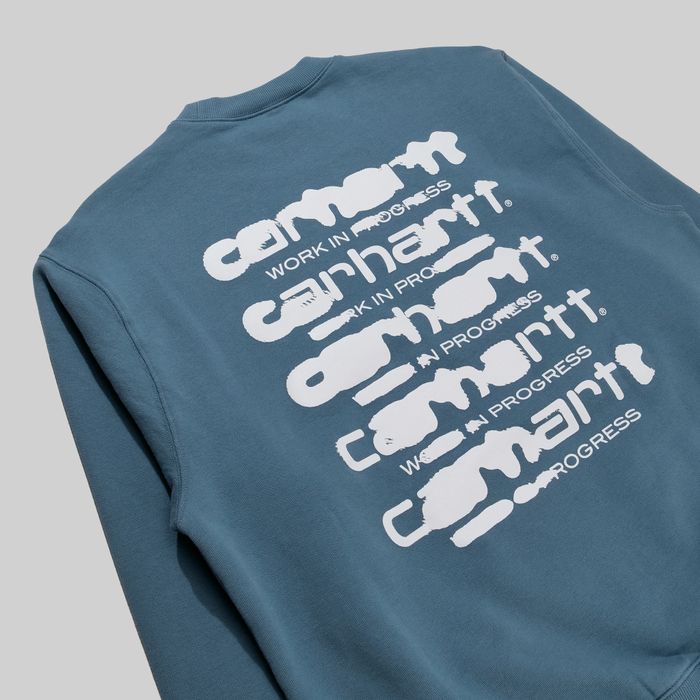 Толстовка мужская Carhartt WIP Ink Bleed Sweatshirt артикул:I032866_vancouver_blue_white - купить в магазине Дайс