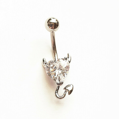 Украшение для пирсинга пупка "Флирт". Медицинская сталь, горный хрусталь