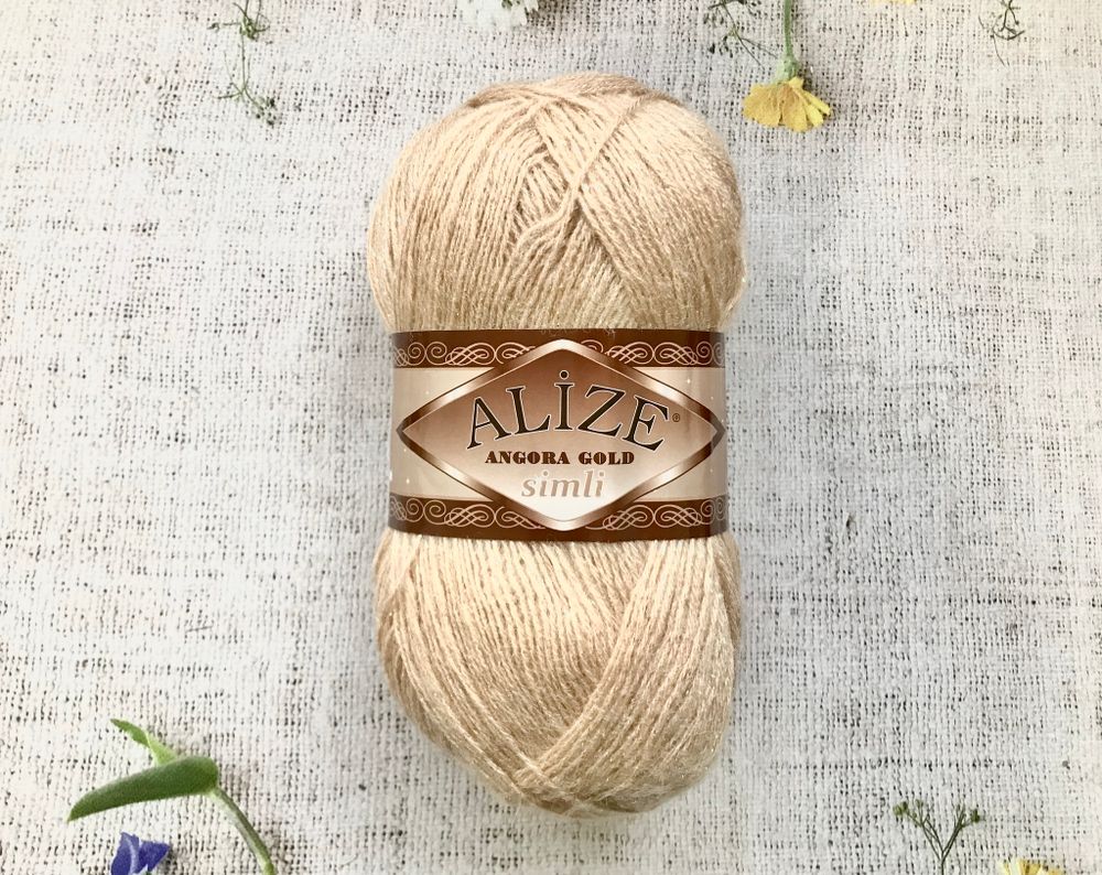 Пряжа ALIZE &quot;Angora Gold Simli&quot;. 95 светло-бежевый