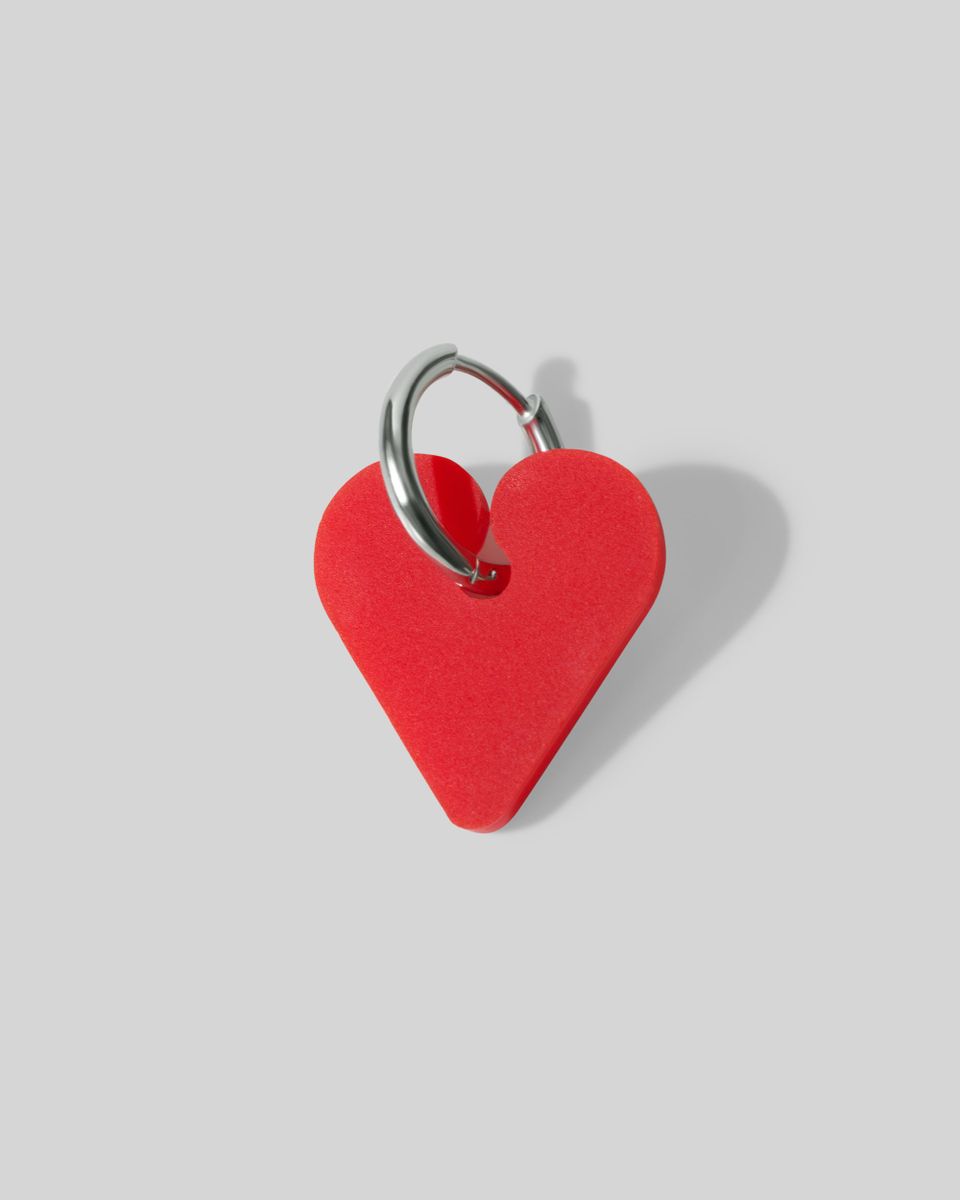 Моносерьга Сердце Красное