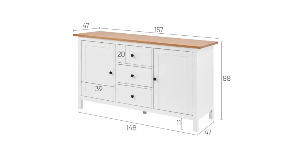 Сервант - аналог IKEA HEMNES / ХЕМНЭС/ ХЕМНЕС / КЫМОР / ИКЕА 157х89х47 см, белый/светло коричневый