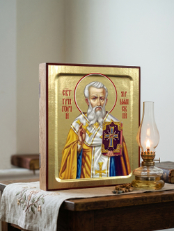 Икона Григория Армянского, святителя на дереве: 125 х 160 (Синопсисъ)