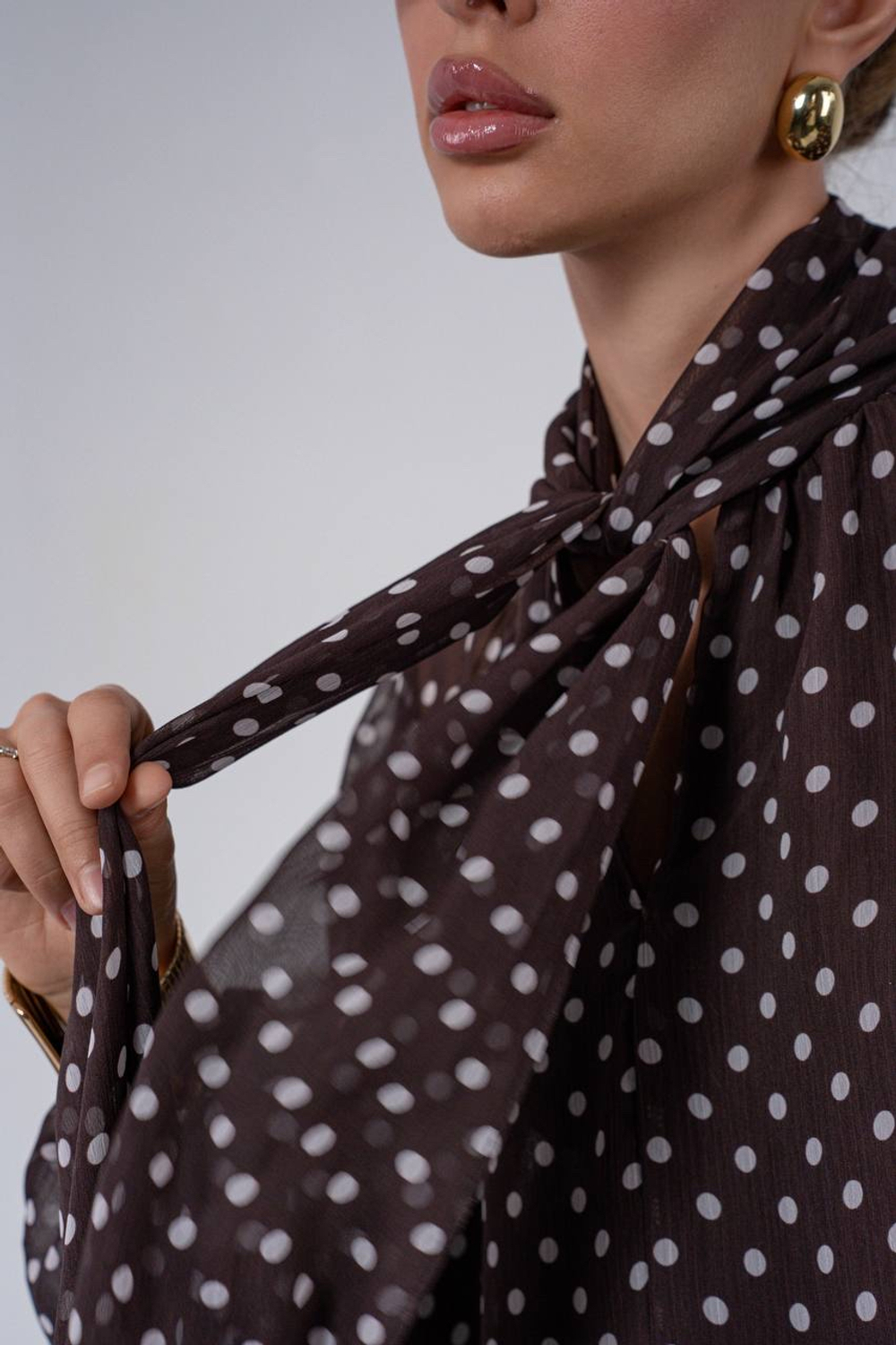 Шифоновая блуза в горошек