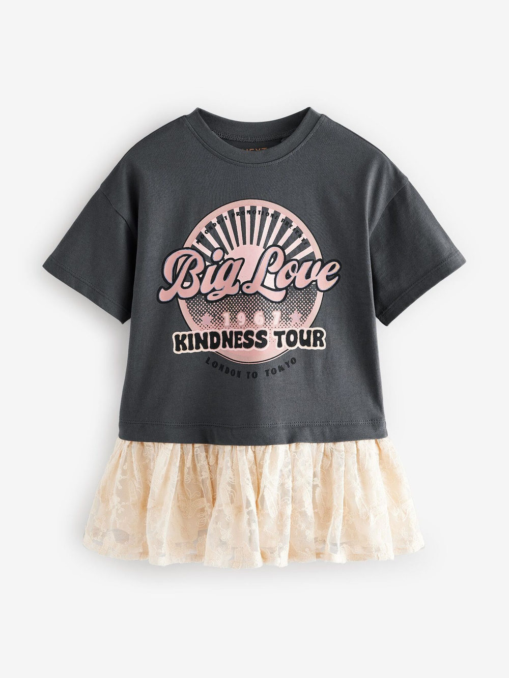 Платье для девочки Next E54-817, Темно-серый, Розовый