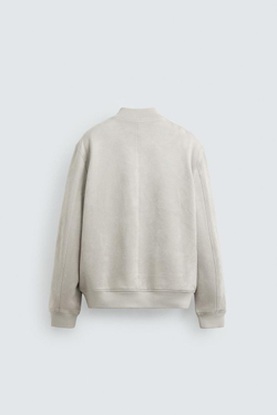 ZARA БОМБЕР ИЗ ИСКУССТВЕННОЙ ЗАМШИ, ЖЕМЧУЖНО-СЕРЫЙ