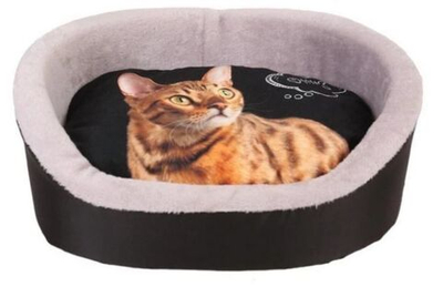 Лежанка ДИЗАЙН № 3 с кошкой Rich Breed (PerseiLine), 44х33х16 см, принт подушки в ассортименте