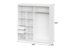 Шкаф-купе "ШКП 3" (2,0) Белый текстурный