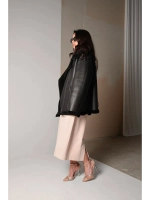 Стильная искусственная дублёнка шерсть 100%, черная, SilverFox