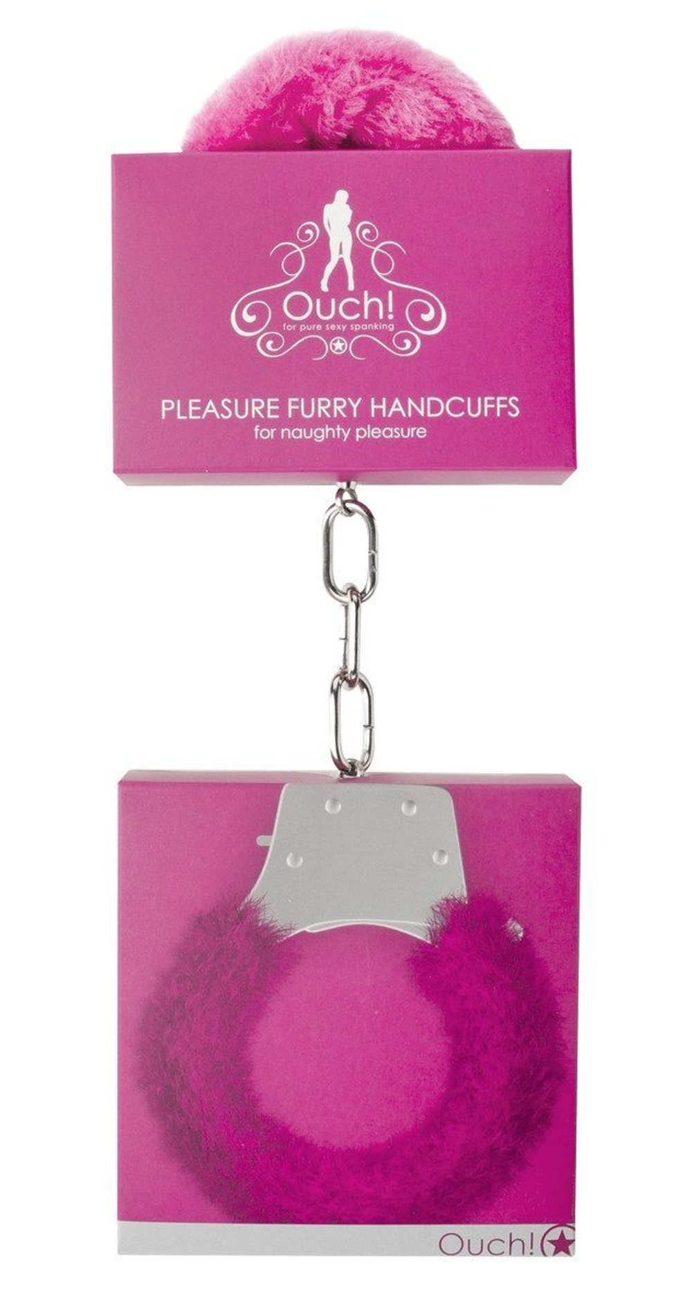 Розовые пушистые наручники OUCH! Pink (Цвет: розовый)