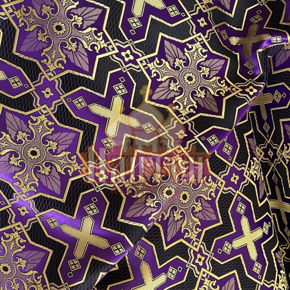 Шёлк "Православный" фиолетовый с золотом