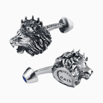 Запонки мужские KING LION, оксидирование, сапфир — корунд.